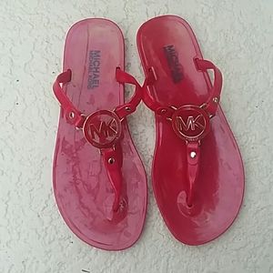 MICHAEL KORS Signature Red Jelly Sandal Flats